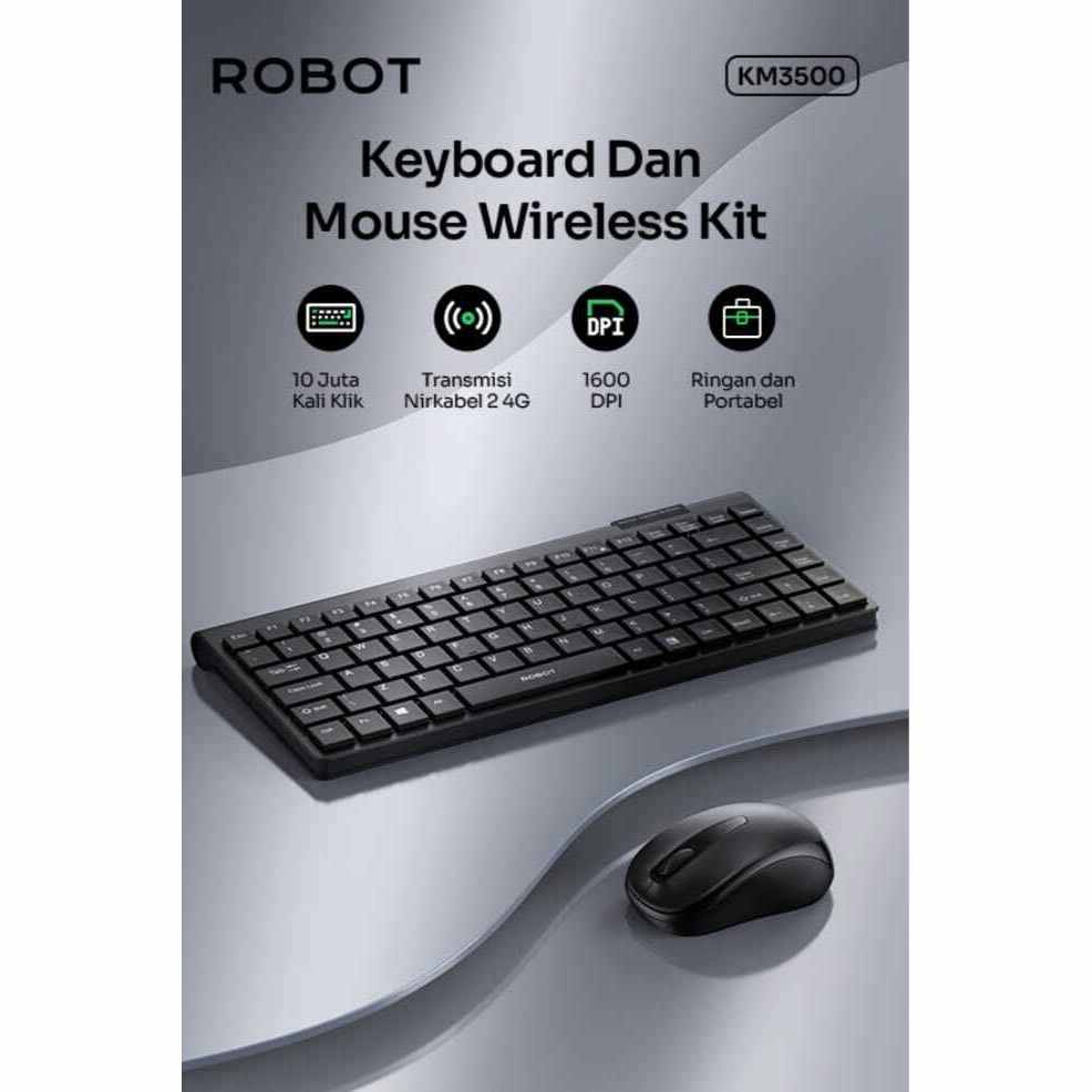 Jual Robot KM3500 Keyboard Mouse Wireless Combo Set Ultra Thin Light ...