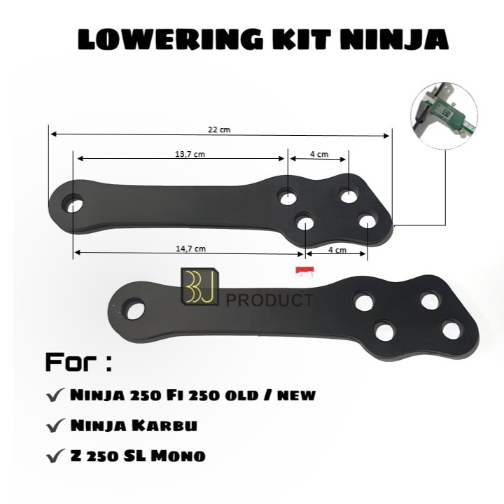 Jual Lowering kit ninja 250 fi new / old RR mono SL ZX25R / Penurun Rod tie plate Unitrack