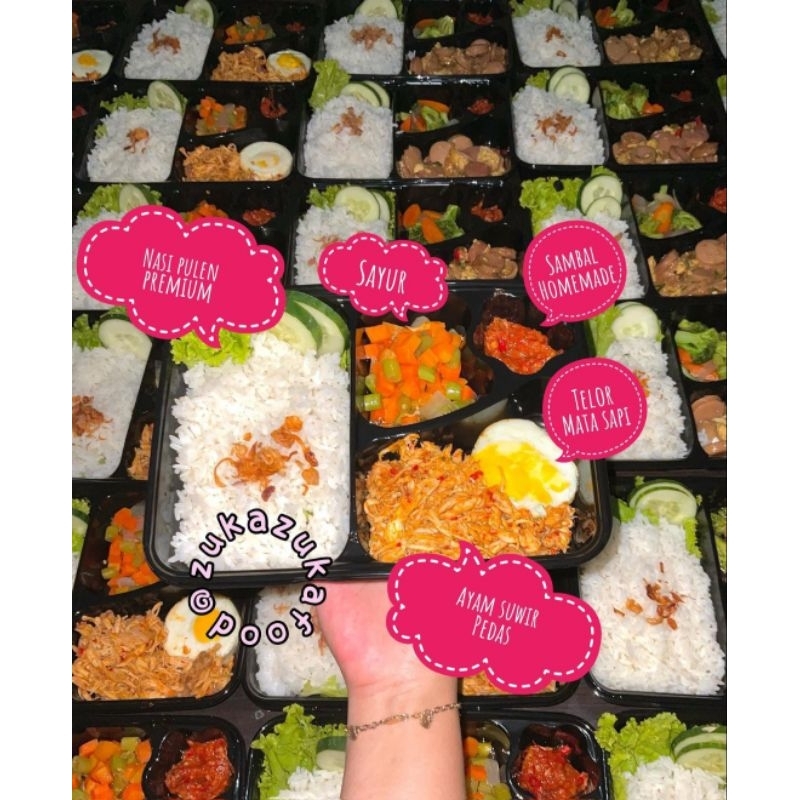 Jual Nasi Kotak Bento Ayam Suwir Pedas Khas Bali Catering Diet Sehat Surabaya Sidoarjo Gresik 2345