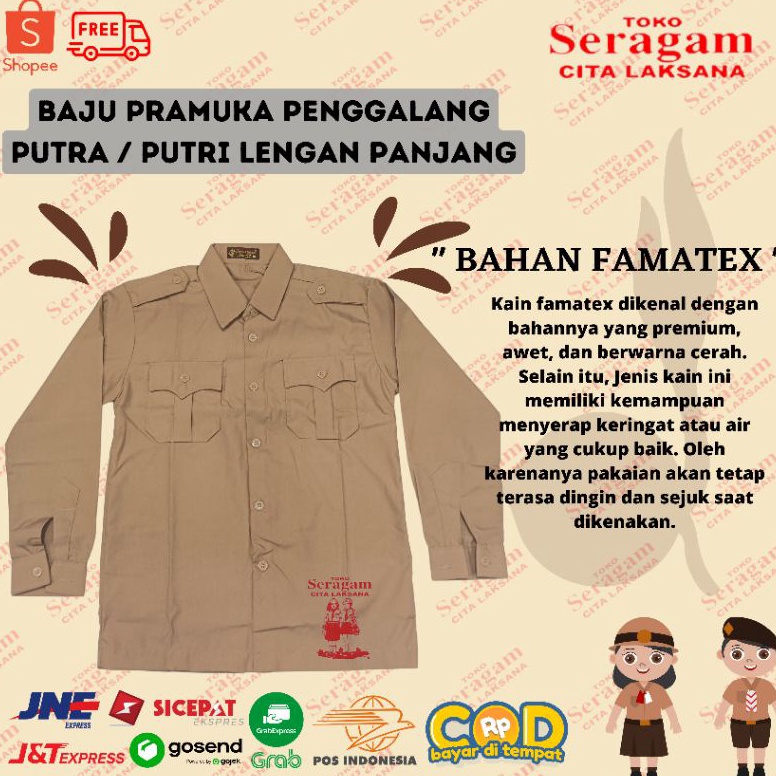 Jual Ready Baju Pramuka Penggalang Penegak Putra Putri Lengan Panjang