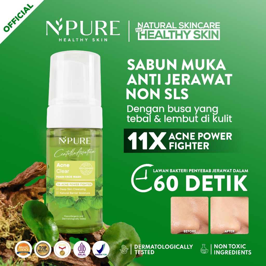 Jual NPURE Facial Wash Cica / Anti Acne Facial Foam / Sabun Muka Anti