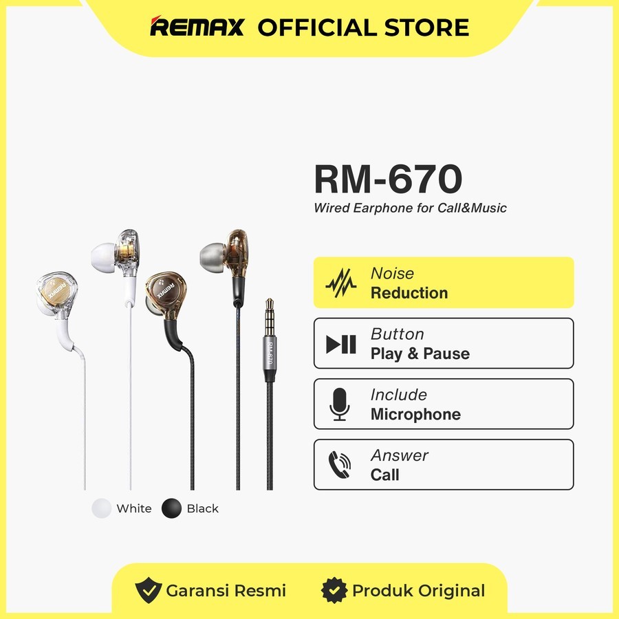 Jual Remax Earphone Wired Jack 3,5mm For Call & Music IN-Ear Braided RM ...