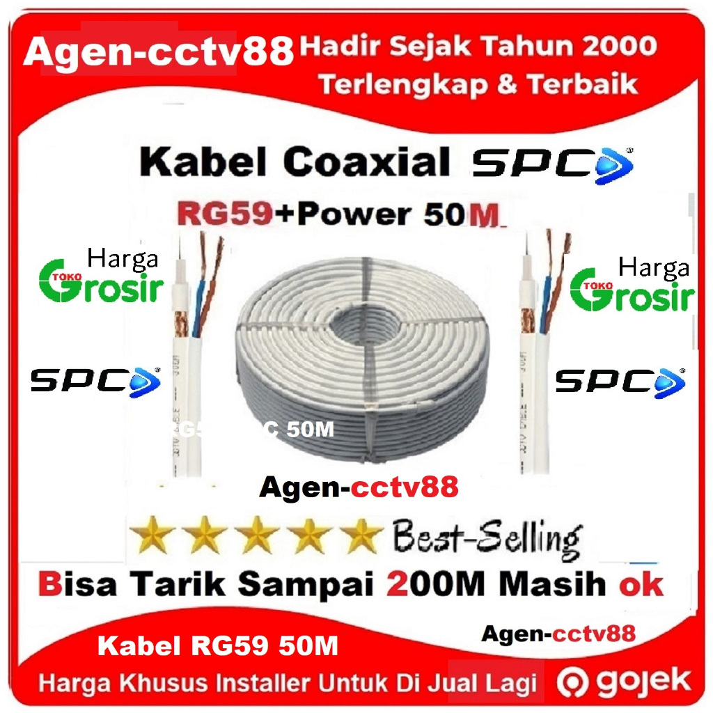 Jual Kabel CCTV Coaxial Terbaik SPC RG59+Power 50M Harga Khusus ...