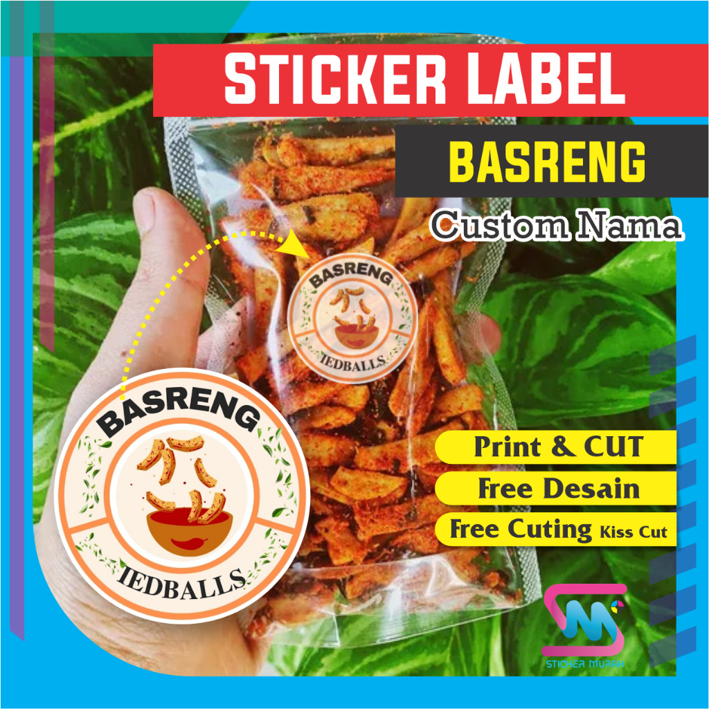 Jual Stiker Murah Bandung Print Sticker Label Kemasan Cemilan Snack Basreng Pedas Costum Nama