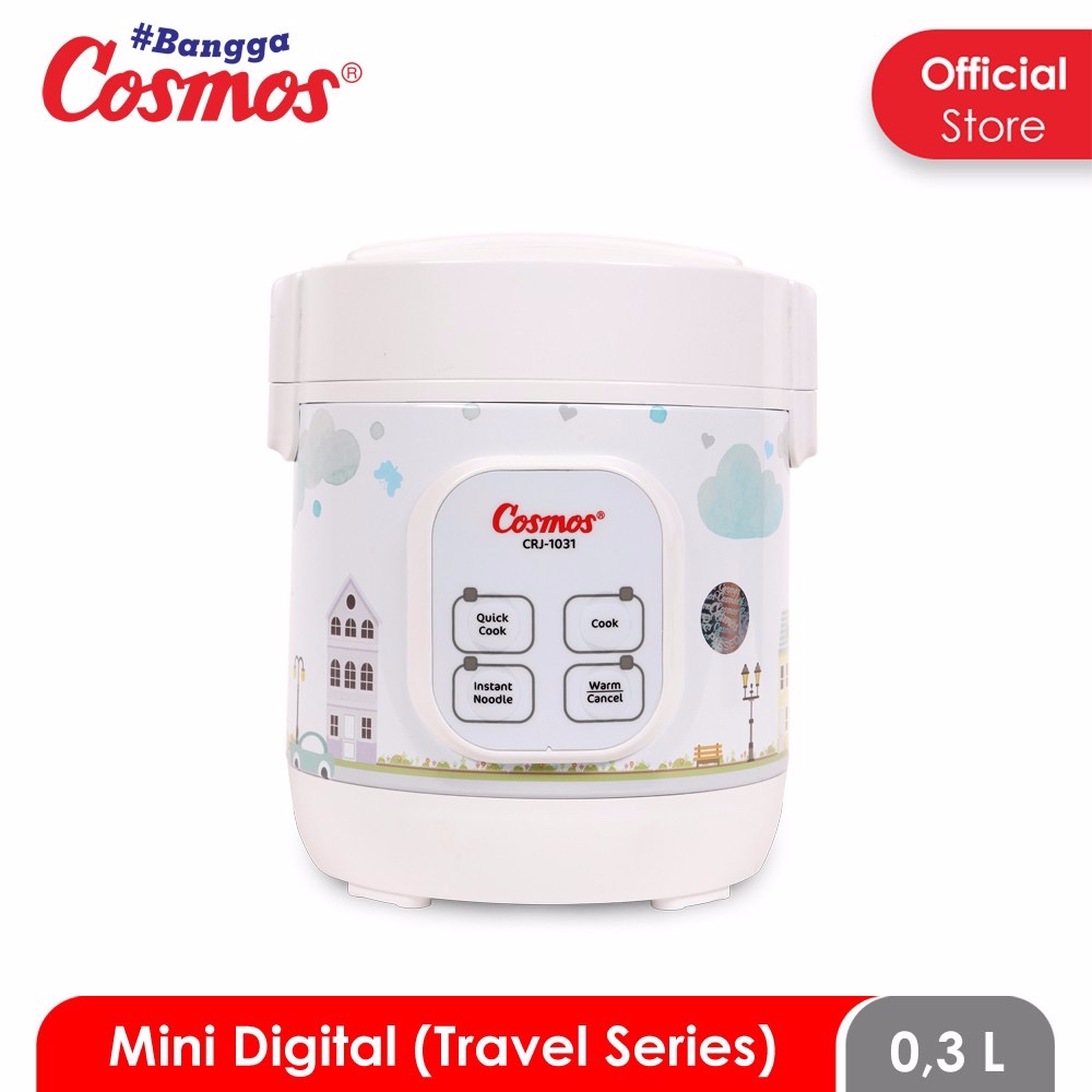 Cosmos CRJ 1031 – Magic Com 0.3 Liter 4in1 Rice cooker Nonstick Digital mini untuk piknik & membuat mie 180 w