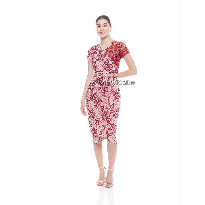 Jual Adore Batik Dress Paris Lace Merah | Shopee Indonesia