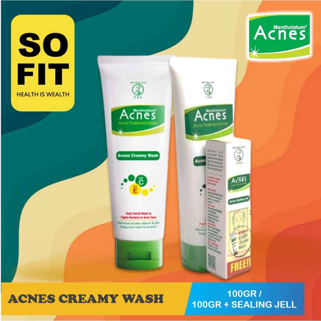 Jual Acnes Creamy Wash 100ml / Banded Sealing Jell / Facial Wash ...