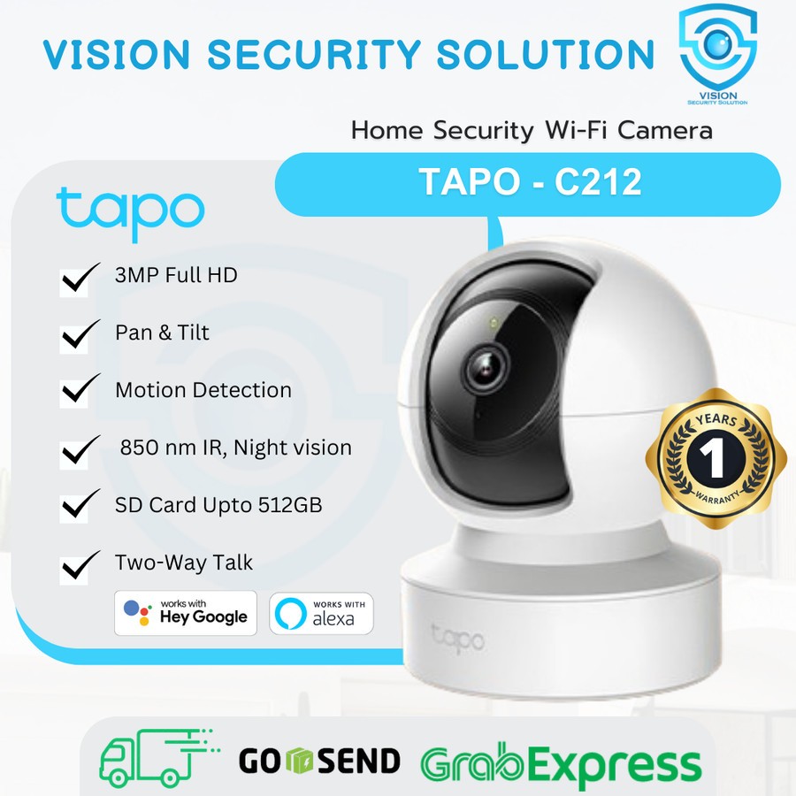 Jual TP-Link Tapo C212 3MP Indoor Wifi CCTV IP Camera Pan/Tilt 360° Two ...