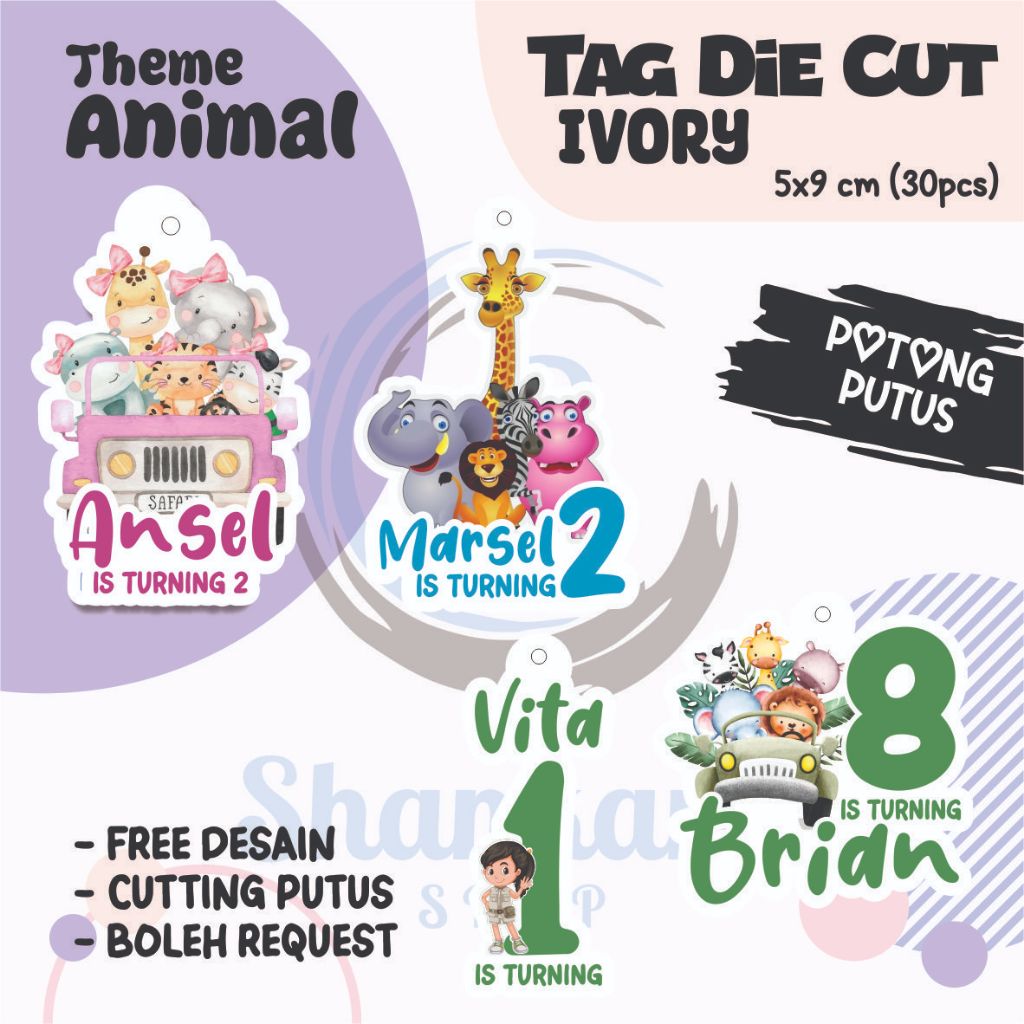 Jual (30pcs) Tag THEME ANIMAL ( TAG ONLY ) TIDAK TERMASUK TALI / Tag ...