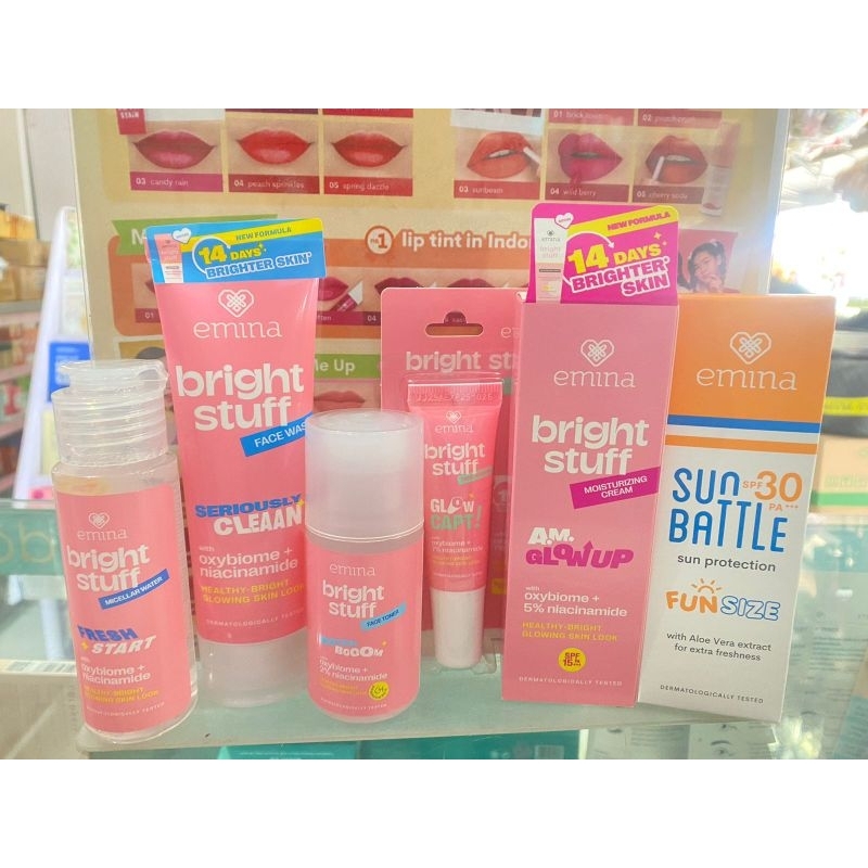 Jual Emina Brightstuff paket komplit (mini) micellar,ff,toner,serum ...