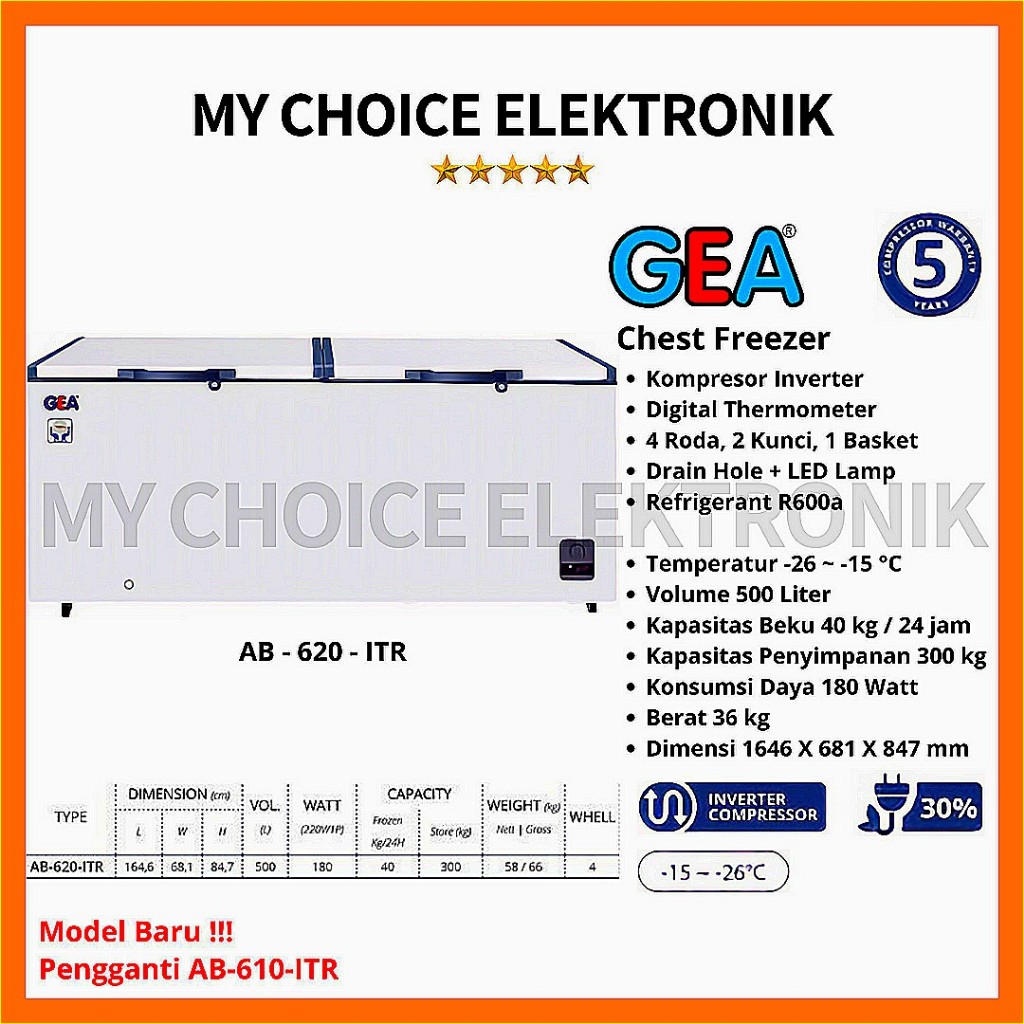 Jual Gea Chest Freezer Ab Itr Ab Itr L Inverter Shopee Indonesia