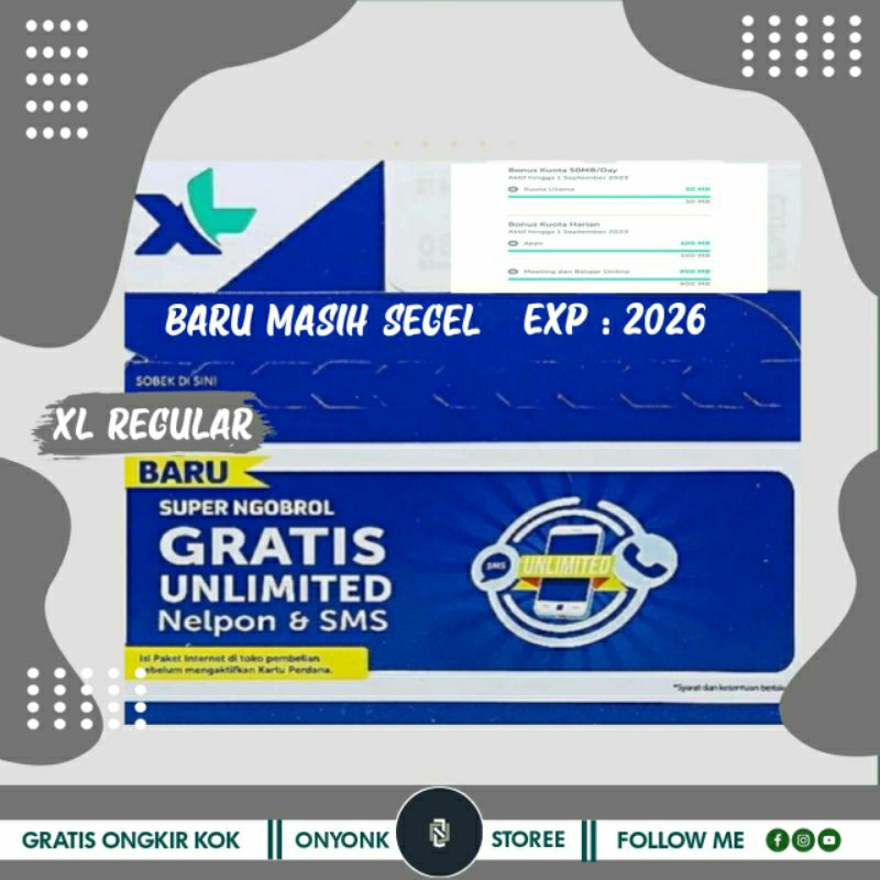 Jual KARTU PERDANA XL AXIS AXIATA || SEGEL EXP 2026, GERATIS ONGKIR ...