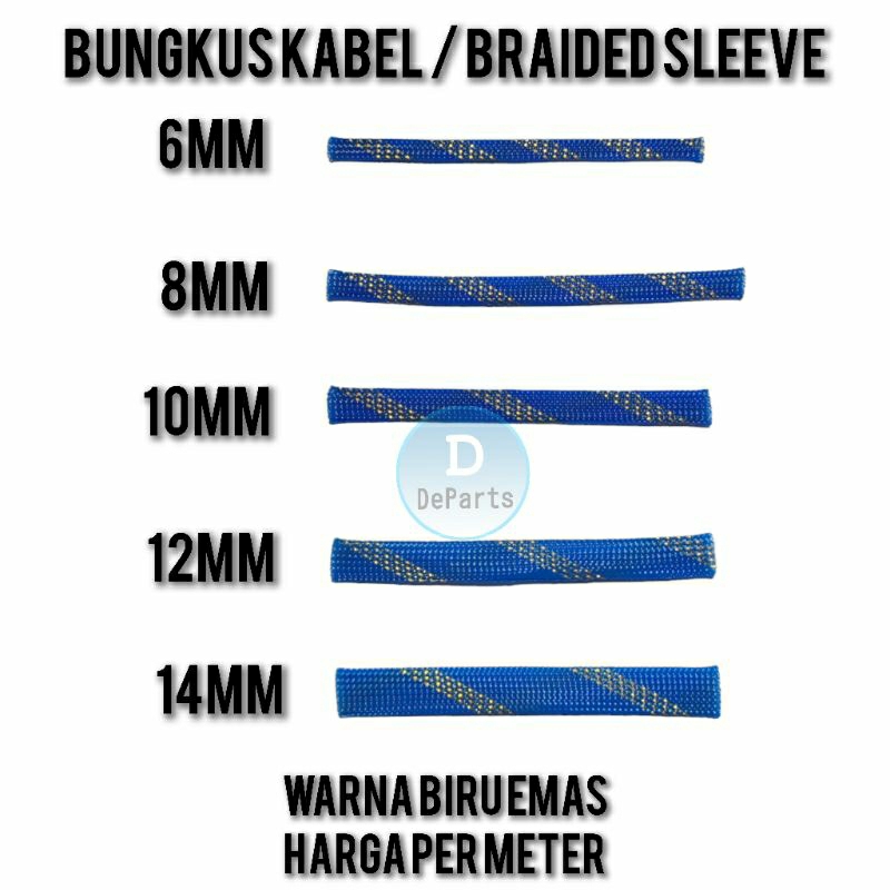 Jual [Per 1Meter] Braided Sleeve - Sleeving Cable Bungkus Kabel - biru ...