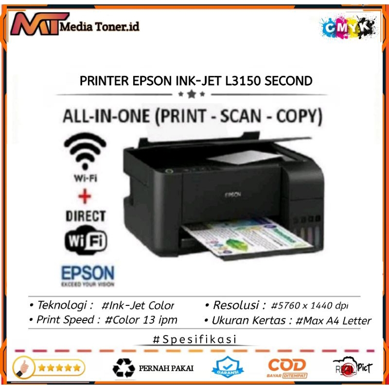 Jual Epson Ink Tank L3150 Wifi All In One Print Scan Copy Shopee Indonesia 5290