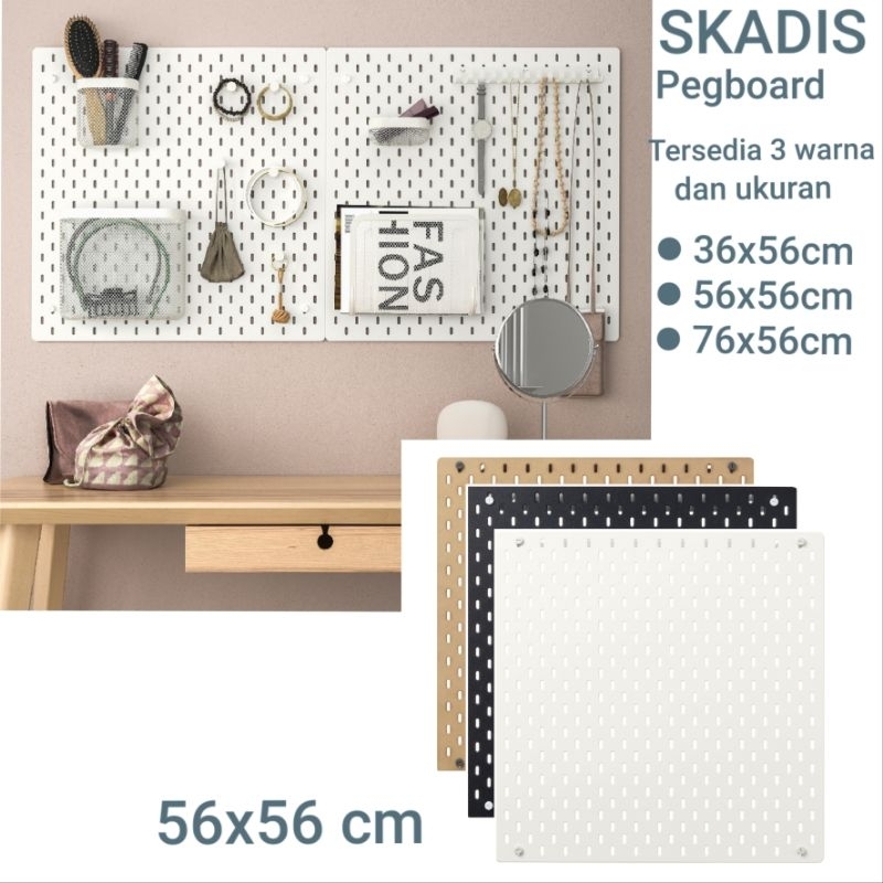 Jual SKADIS Papan Berlubang 56x56cm, Pegboard, Papan Gantung Organiser