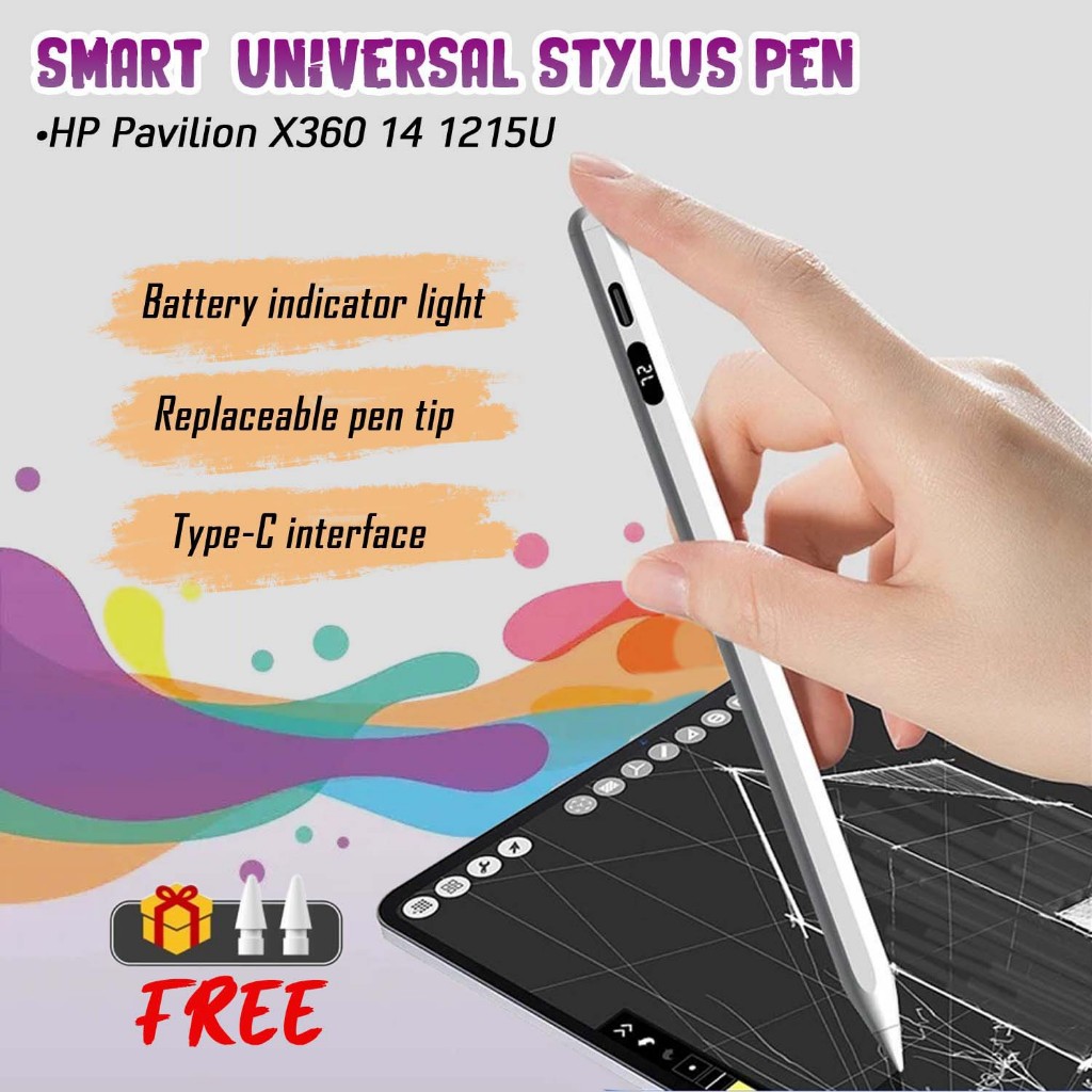 Pencil Laptop HP Pavilion X360 14 1215U Stylus Pen Universal Baterai  Digital Display Screen Smart Pensil Double Touch Magnetic Kabel Charger  Type C