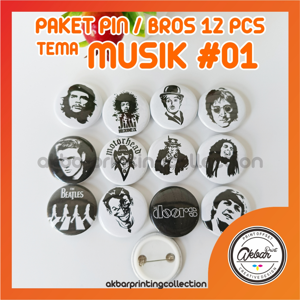 Jual PAKET MURAH PIN TEMA MUSIK PART 01 1 LUSIN (12 PCS) I BROS GRUP ...