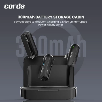 CORDE Wireless Microphone 2 In 1 Clip On Mic Portable For Creators Vlog Podcast CWM102
