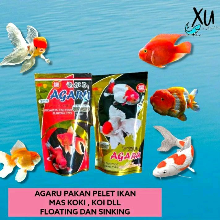 Jual MAKANAN PAKAN IKAN KOKI AGARU 100GR FLOATING / SINKING | Shopee ...
