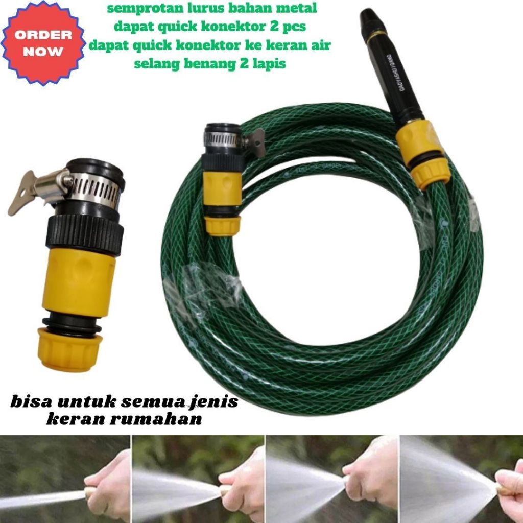 Selang Air Benang Semprotan Air Hitam Lurus Komplit