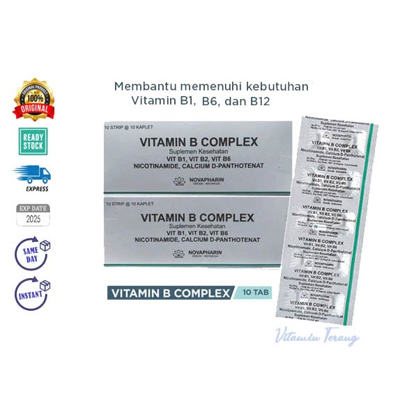 Jual (STRIP Isi 10) Vitamin B Kompleks Exp 2025 B1, B2, B3, B5, B6 ...