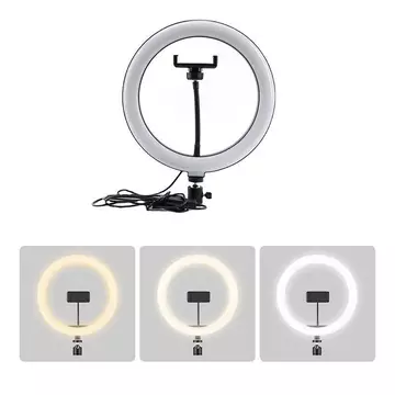 LAMPU RINGLIGHT 26 Cm Ring Fill Light RingSelfie 26cm Make Up Vlog Lengkap Holder HP BallHead