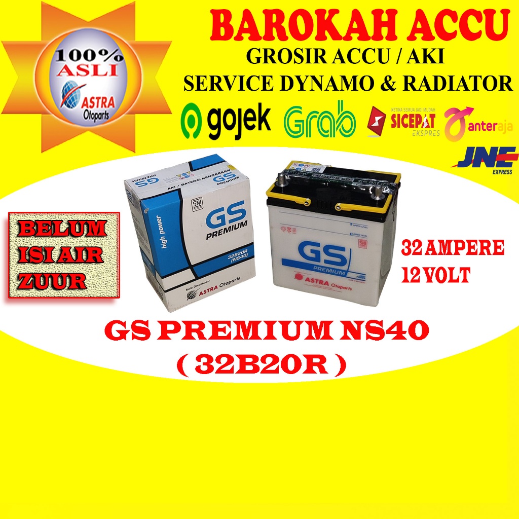 Jual AKI GS PREMIUM NS40 / 32B20R, 32 AH | Shopee Indonesia
