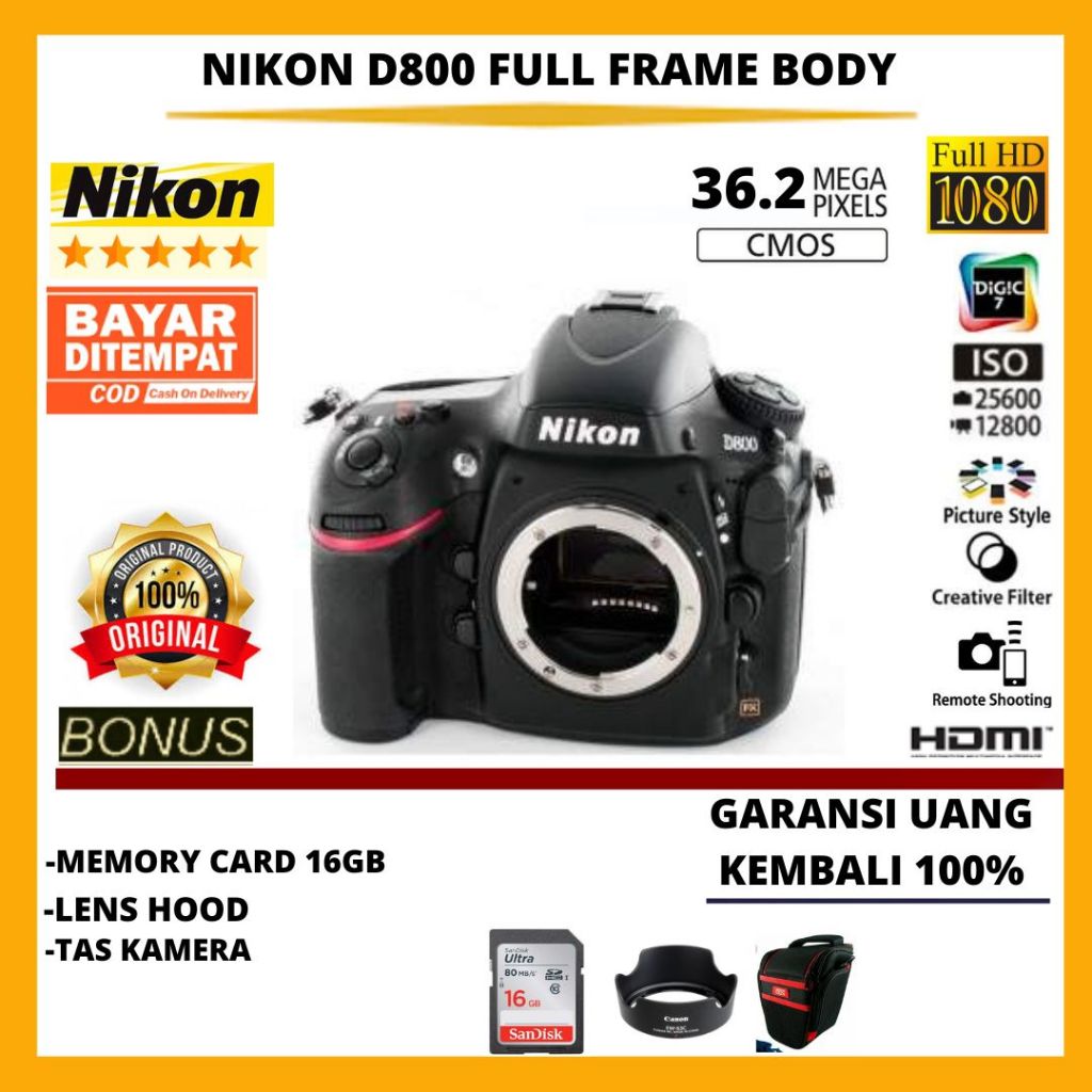 Jual NIKON D800 KAMERA FULL FRAME BODY ONLY | Shopee Indonesia
