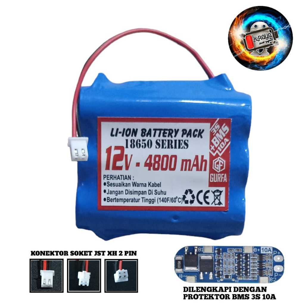 Baterai Speaker 6X 18650-3S BMS 10A 12V