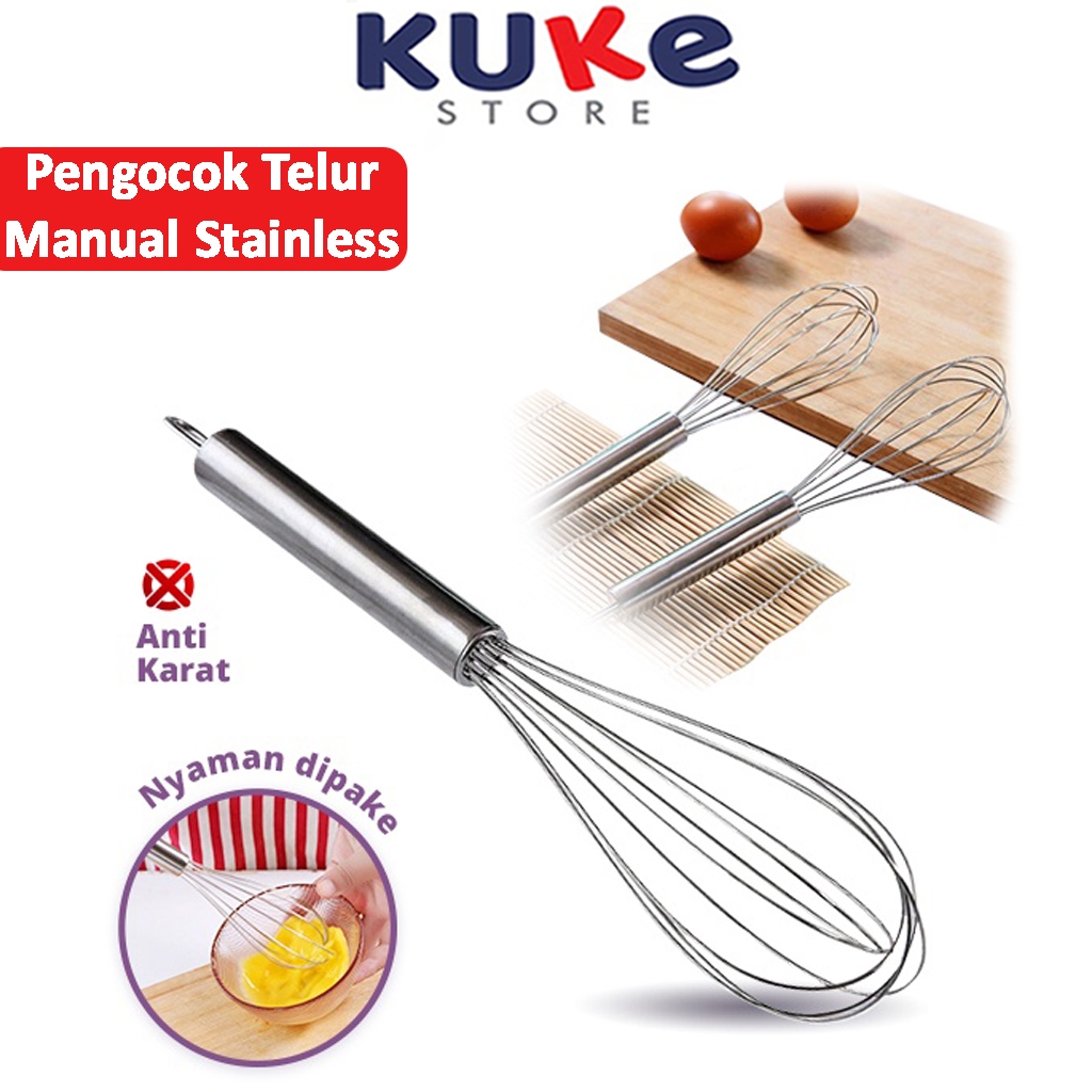 Jual Kuke Pengocok Telur Manual Pengaduk Adonan Kue Hand Mixer Egg Whisk Stainless Steel