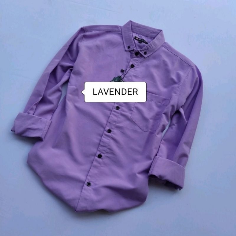 Kemeja Lengan Panjang Dark Lavender Black Green
