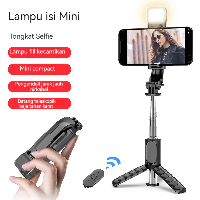 Jual Mini Selfie Stick Tongsis Bluetooth Tripod Led Fill Light Tongsis