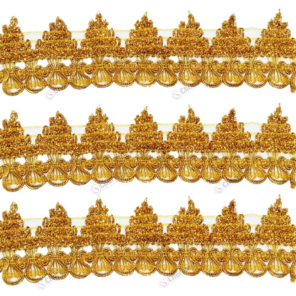 Jual Renda emas 0567 / renda mas 4 cm panjang 15 meter / renda besar ...