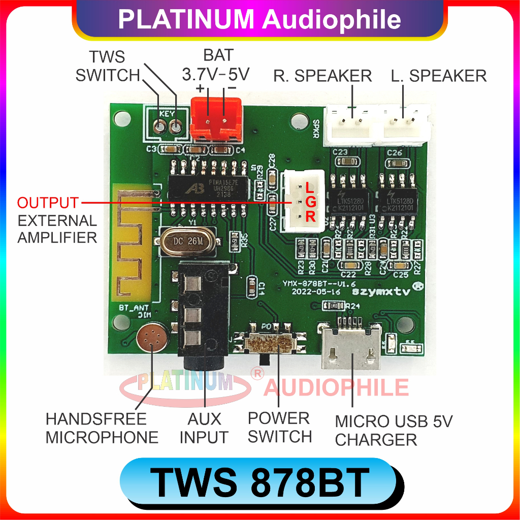 Jual Modul Bluetooth 5.2 TWS Amplifier Mini Class D 2X 5W Mp3 Decoder ...