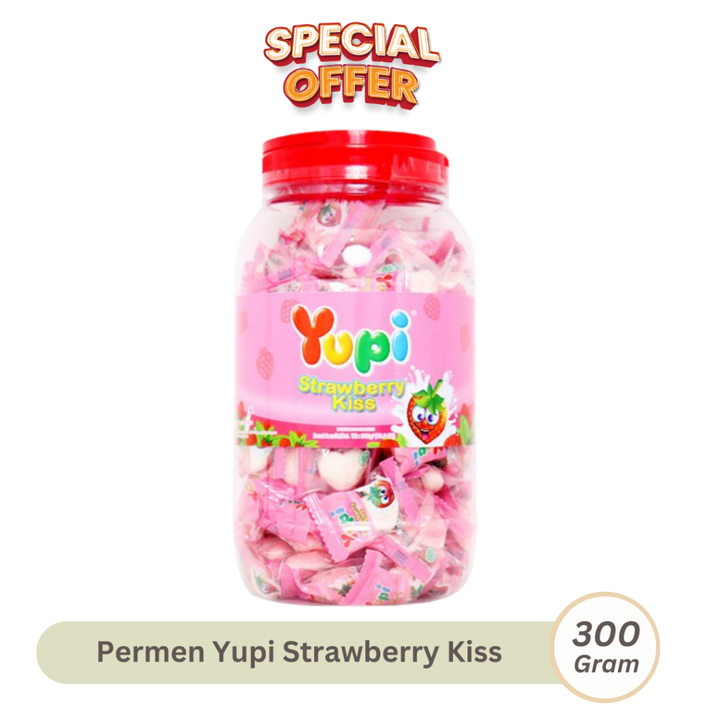 Jual Yupi Kiss Strawberry Jar 300gr Toples Permen Shopee Indonesia