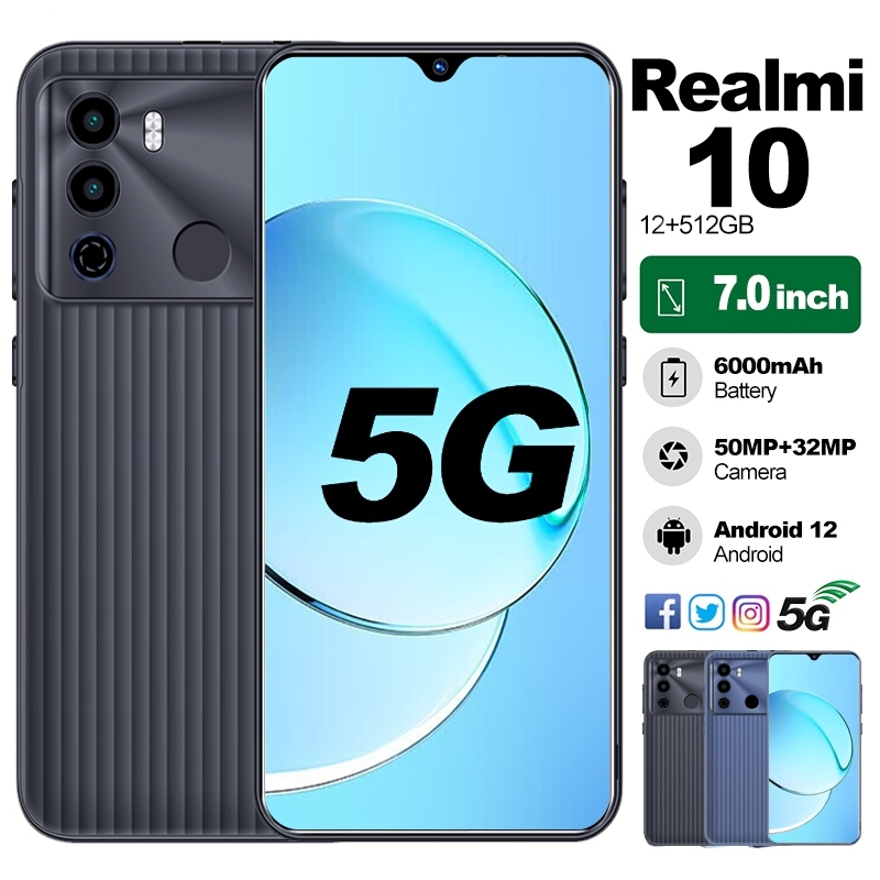 Jual Realmi 10 Pro 8256 Layar 7 Inch 50mp Ai Kamera Handphone Android Baru 4g 5g Smartphone 1084