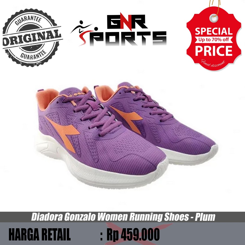 Sepatu Diadora Gonzalo Women Running Shoes Plum Original 100