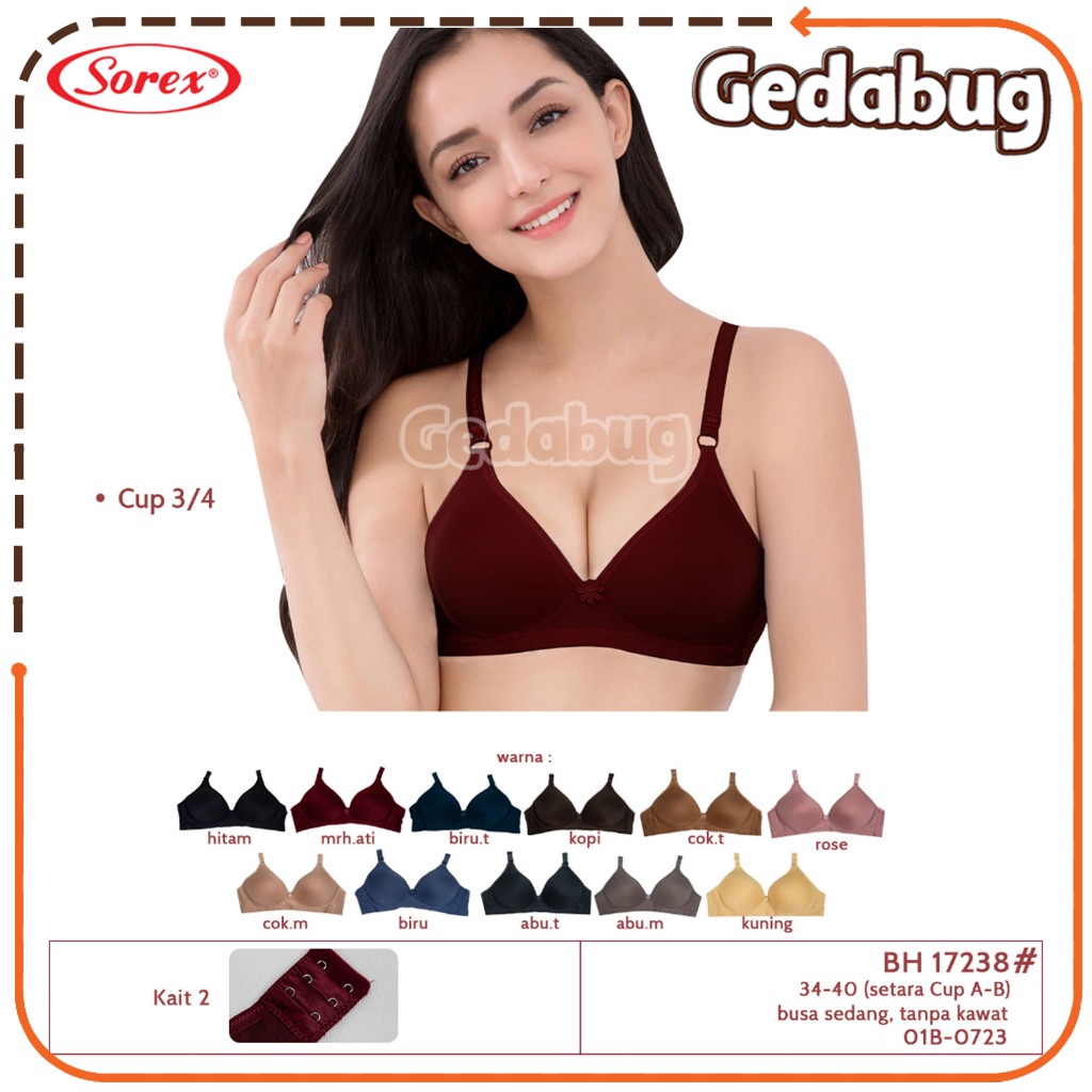 Promo Sorex-bra/bh Sorex Jumbo 38 - 42 ,tanpa Kawat , Busa, Cup