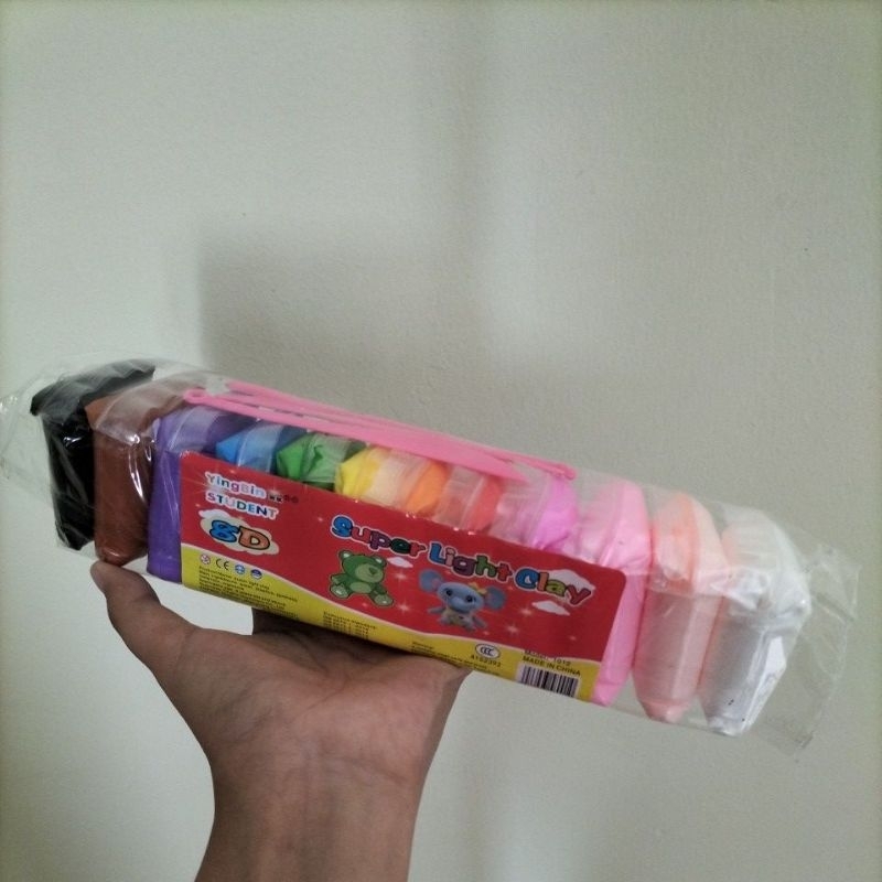 Jual Super light clay isi 12 warna + tools 3 pcs | Shopee Indonesia