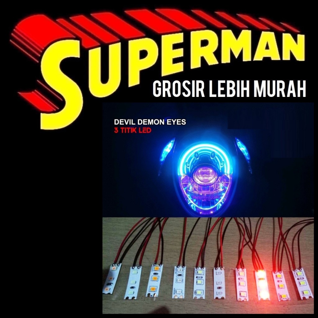 Jual LED DEMON EYE 3 TITIK MATA eyes putih biru ice blue merah pink ...