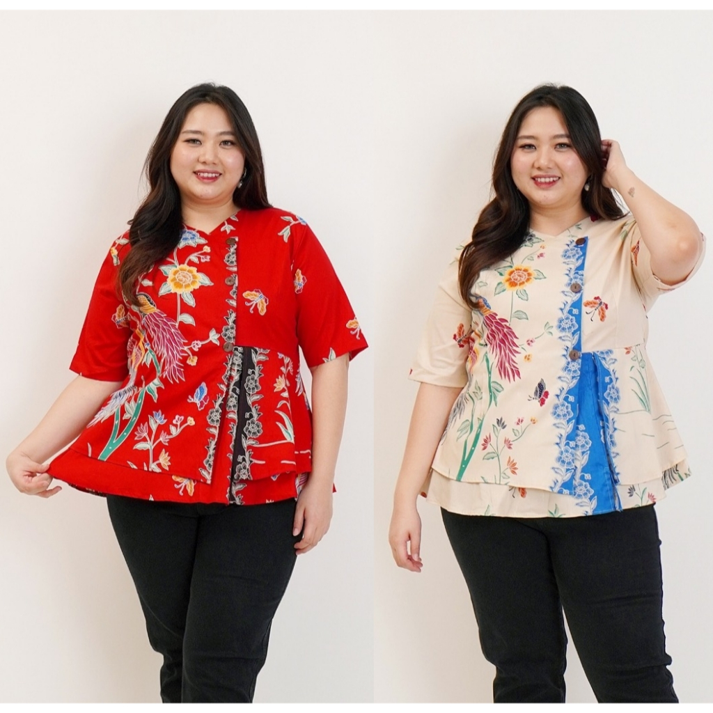 Jual BLOUSE BAJU BATIK WANITA 183 A CHEONGSAM QIPAO JUMBO BIG SIZE OVERSIZE HAMIL BAJU IMLEK CNY SINCIA CHINESE KERJA KANTOR PESTA FORMAL KASUAL LD 120cm BAJU HAMIL BUMIL MODEL TERBARU KEKINIAN