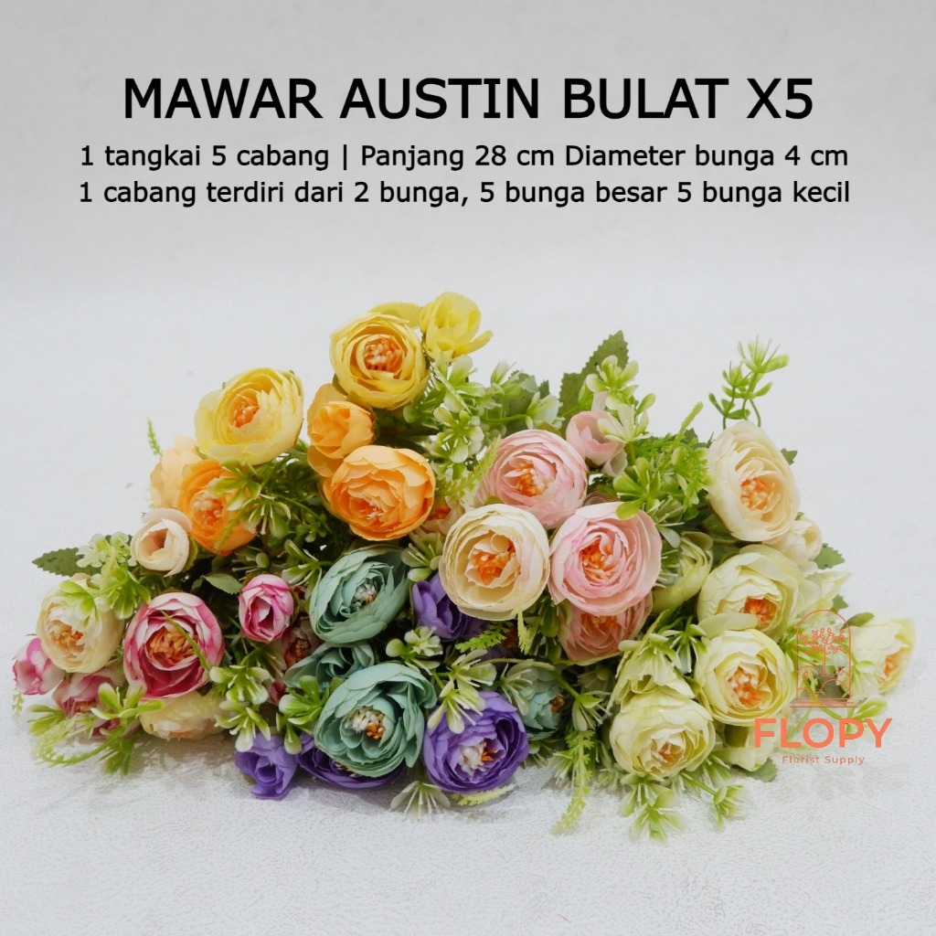 Jual [ 1Tangkai ] Artificial Mawar Austin Bulat X10 / Artificial Bunga ...