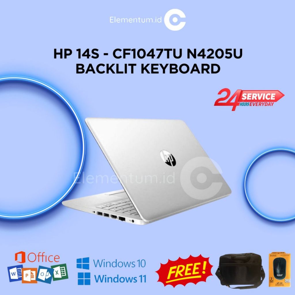 Jual Laptop Hp 14S CF1047TU N4205U / 4GB 1TB / Backlit Keyboard