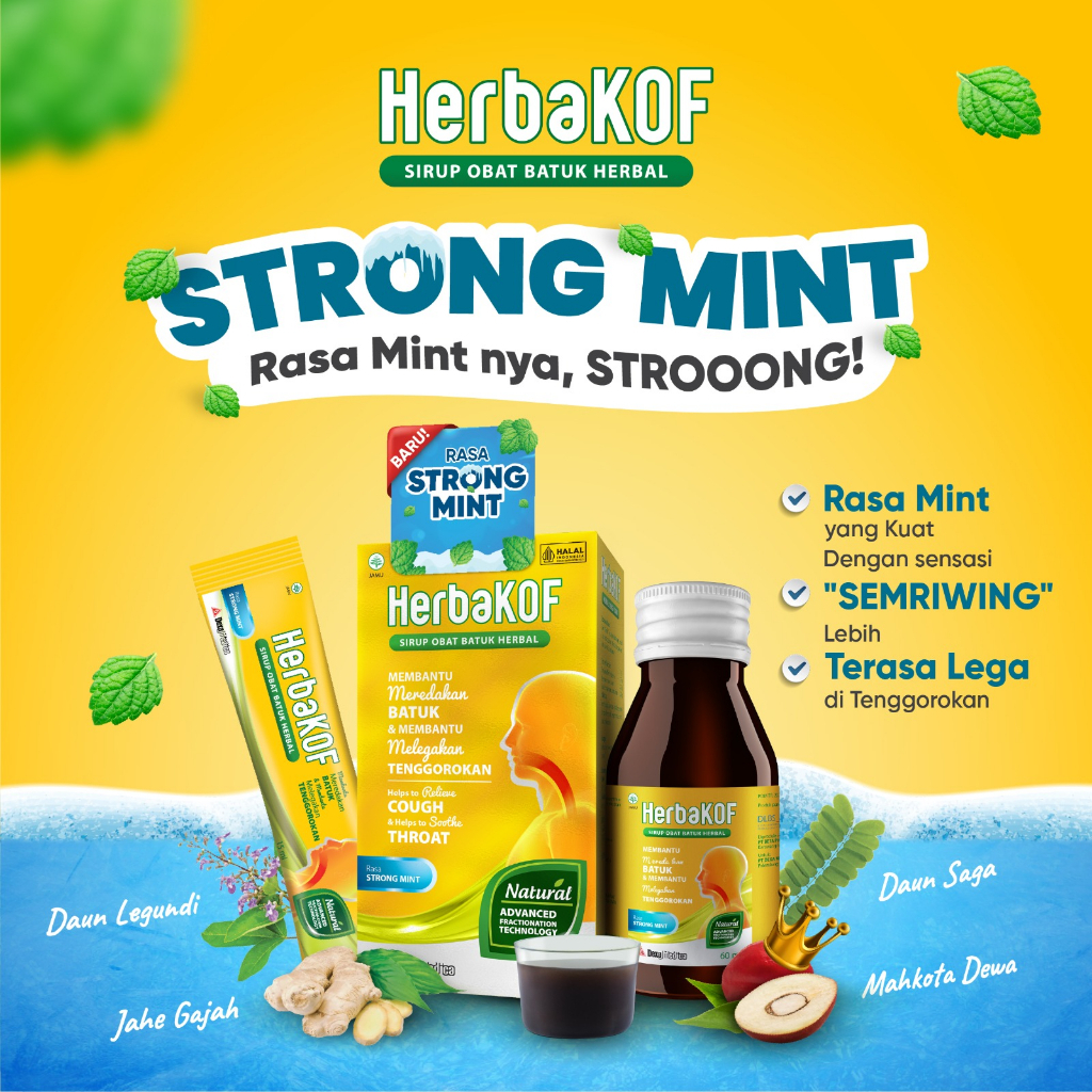 Jual HERBAKOF Strong Mint 100 ML Sirup Obat Batuk Herbal Shopee