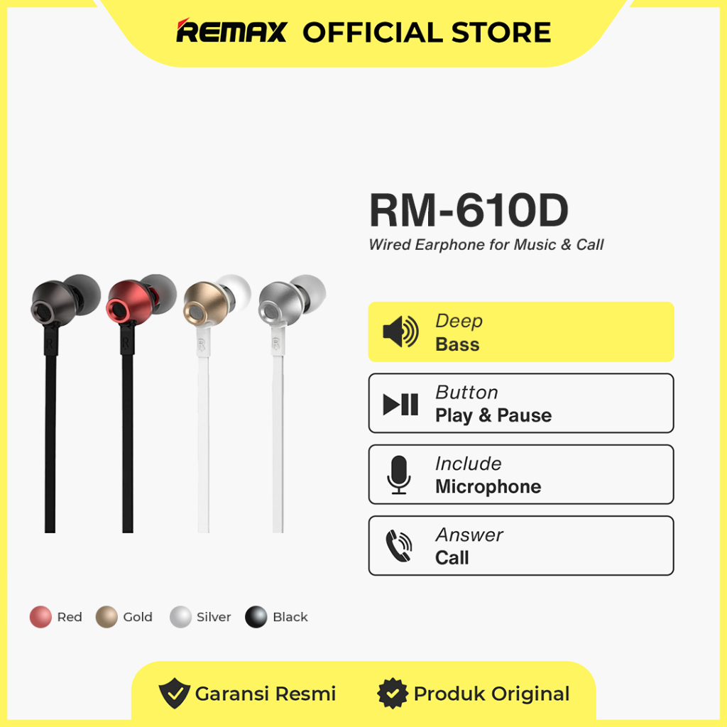 Jual REMAX Earphone RM-610D (New Package) | Shopee Indonesia