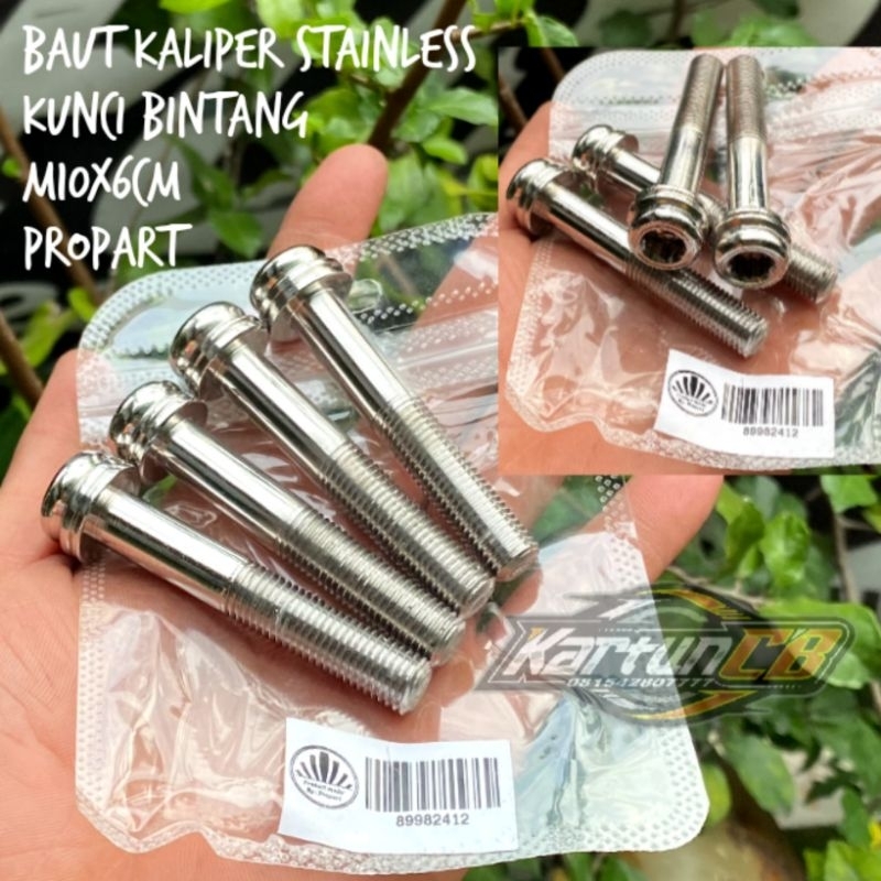 Jual Baut Stainless Pro Part M X X Kunci L Dan Bintang Baut Braket Ke Kaliper Shopee