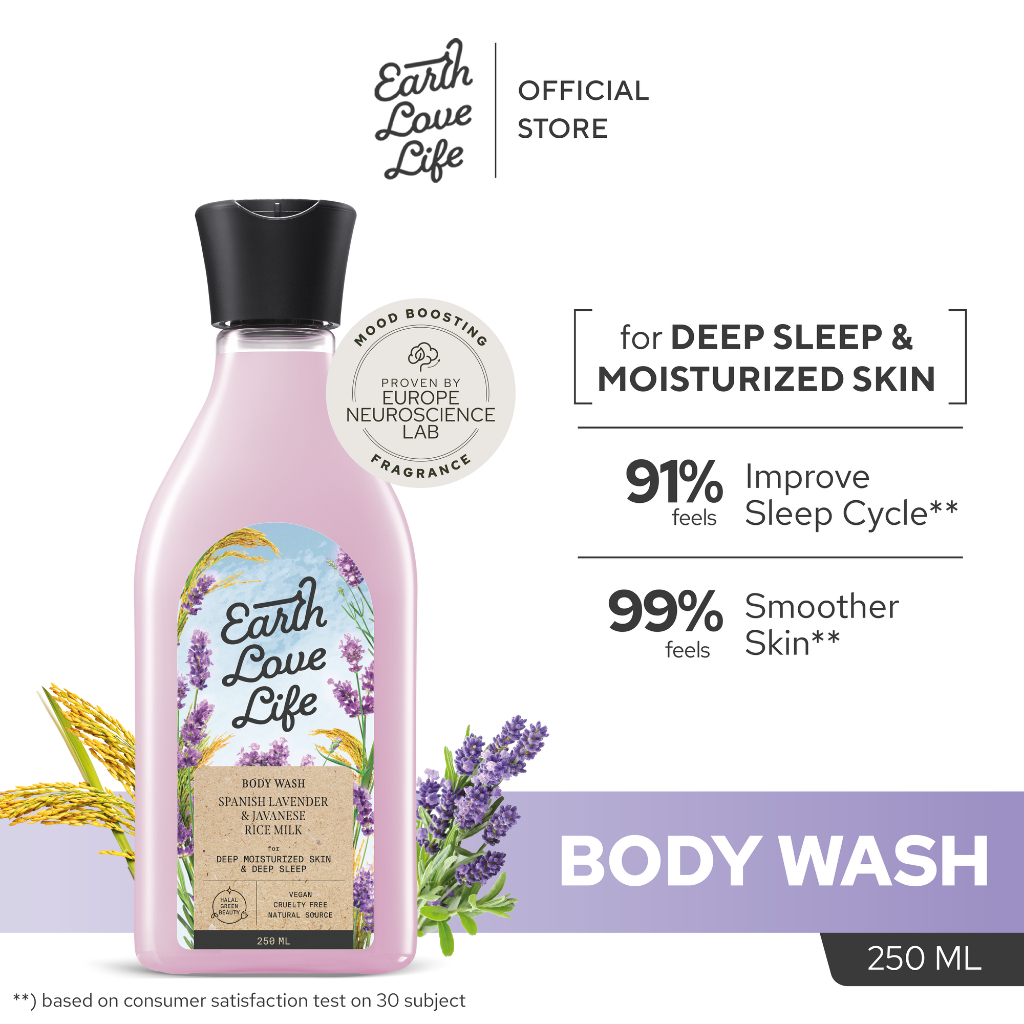 Jual EARTH LOVE LIFE Spanish Lavender & Javanese Rice Milk Body Wash