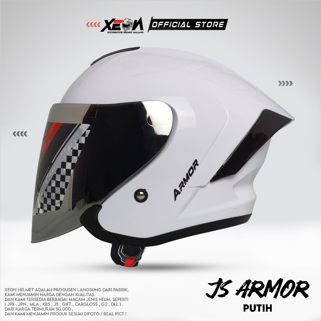 Jual Helm Half Face Js Armor White Glosy Helm Premium Untuk Pria