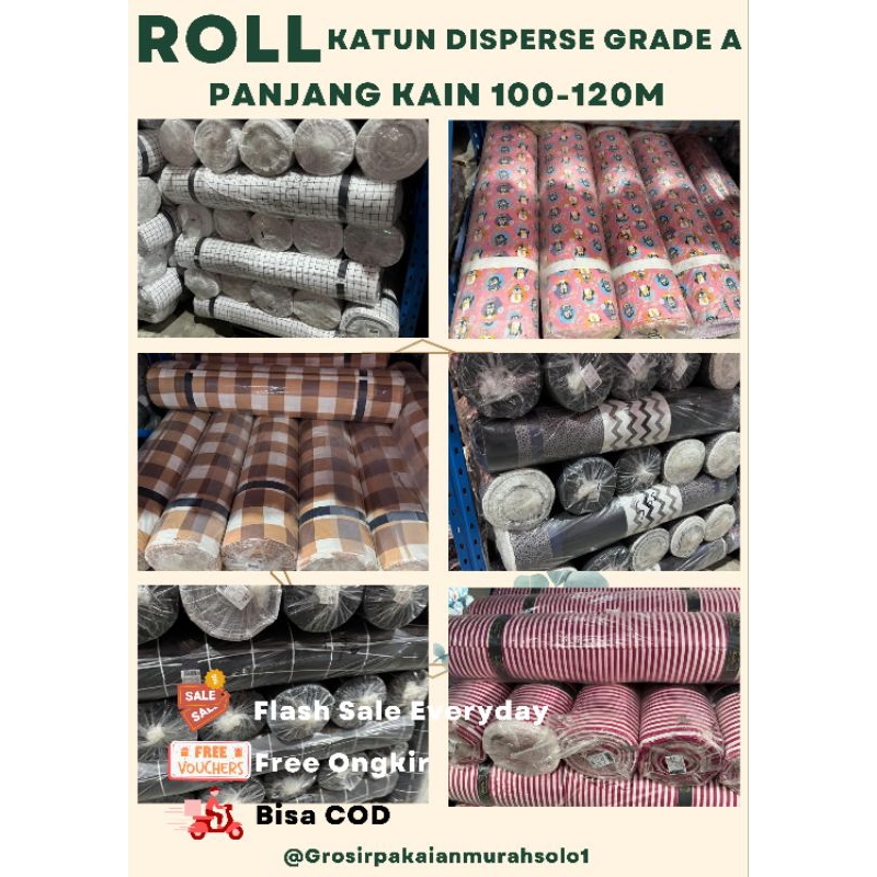 Jual roll katun disperse murah | roll polos | roll motif | roll batik ...