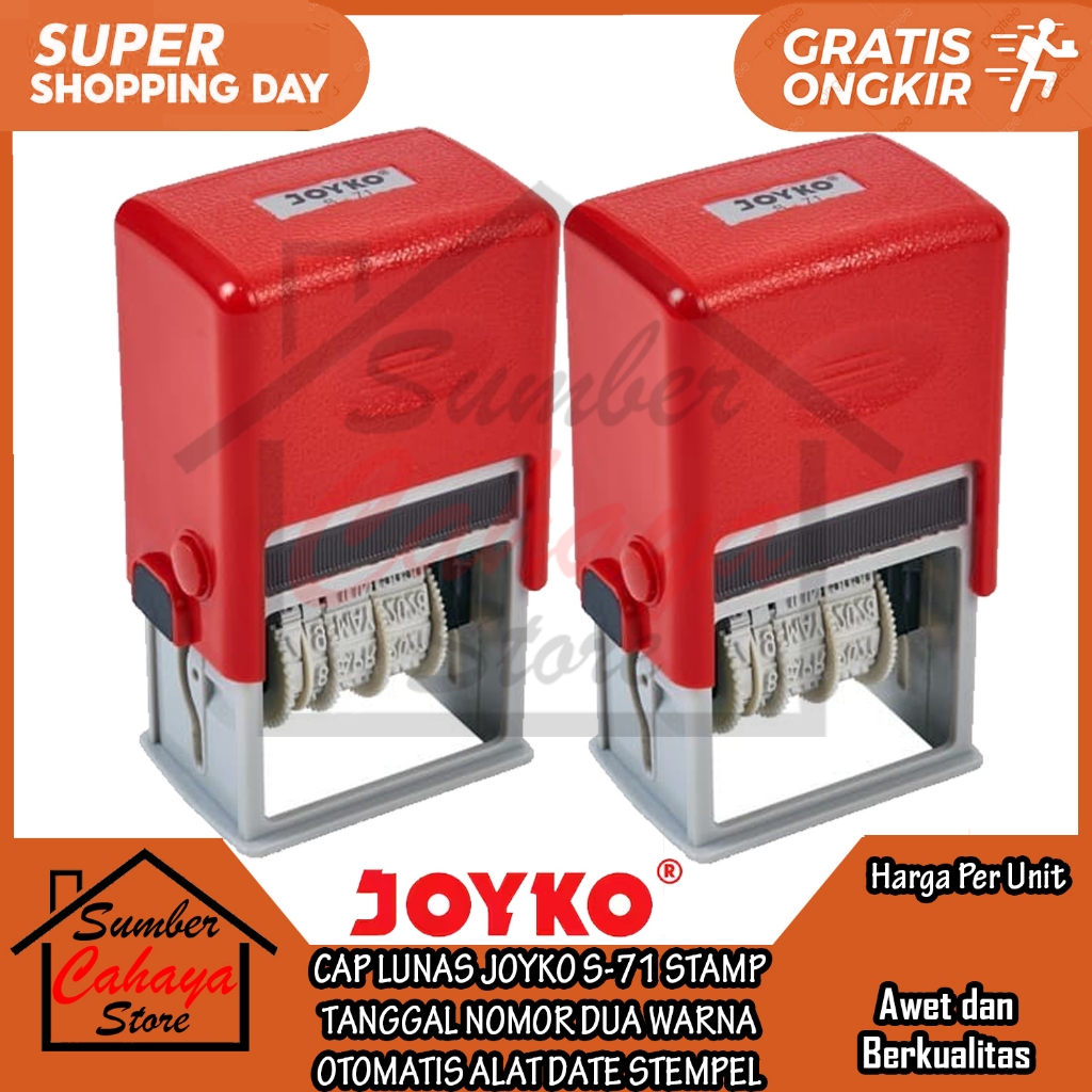 Jual CAP LUNAS JOYKO S71 STAMP TANGGAL BULAN TAHUN NOMOR DUA WARNA